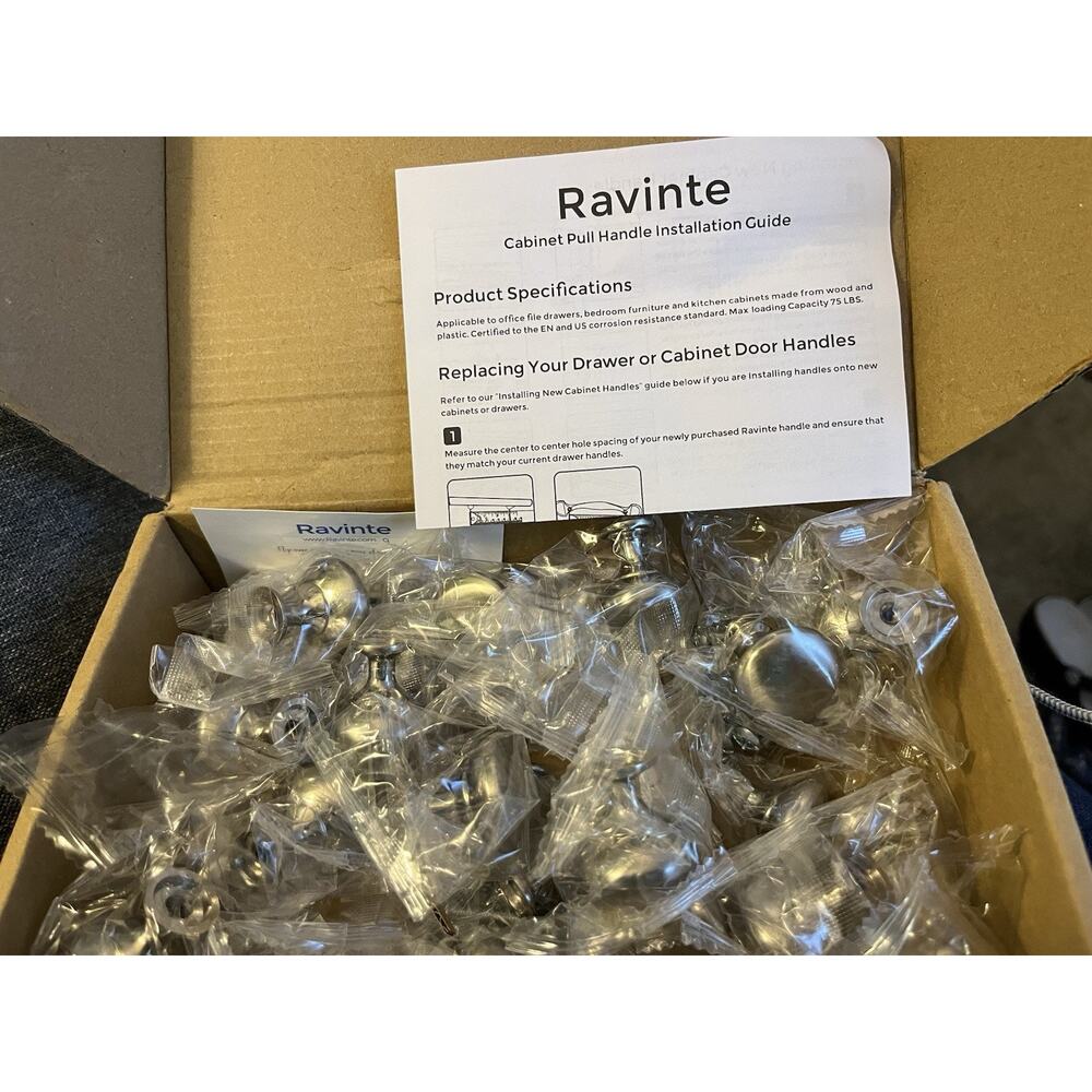 Ravinte 30 Pack Brushed Nickel Zinc Cabinet Knobs Kitchen Bathroom NEW Open Box